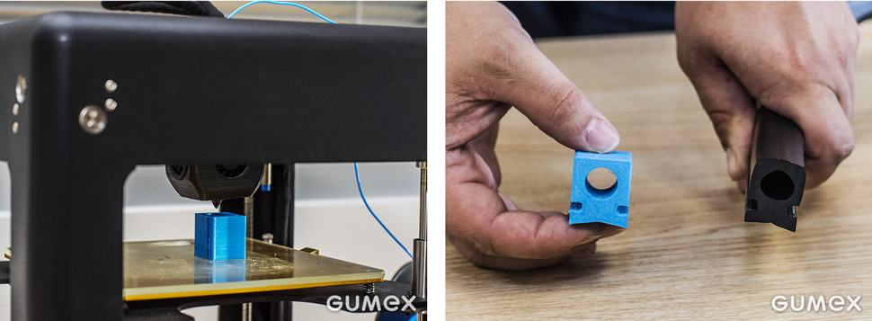 Vorbereitung der Profilmuster mit 3D-Drucker bei GUMEX.