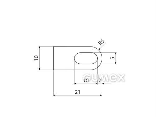 Kompaktes Silikonprofil, D-Form mit Hohlkammer - 0110