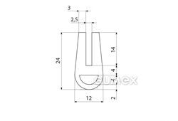 Kompaktes Silikonprofil, U-Form mit Hohlkammer - 0188