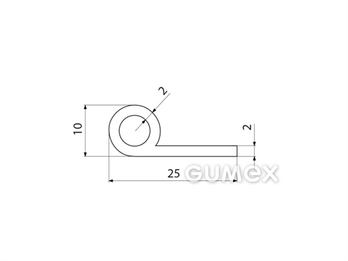 Kompaktes Silikonprofil, P-Form mit Hohlkammer - 0127