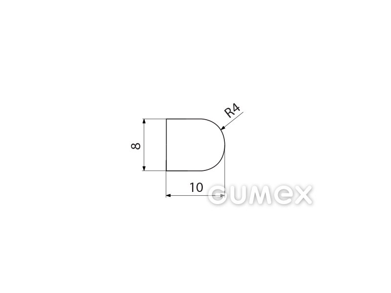 Kompaktes Silikonprofil, D-Form - 0106