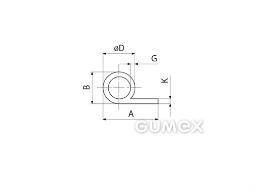 Kompaktes Silikonprofil, P-Form mit Hohlkammer - 0127