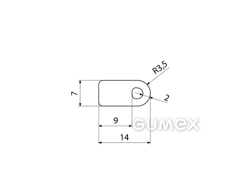 Kompaktes Silikonprofil, D-Form mit Hohlkammer - 0112