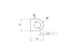 Kompaktes Silikonprofil, D-Form mit Hohlkammer - 0111