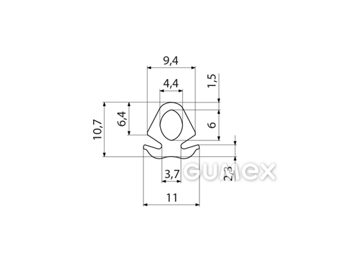 Kompaktes Silikonprofil, mit Formgebung - 0193