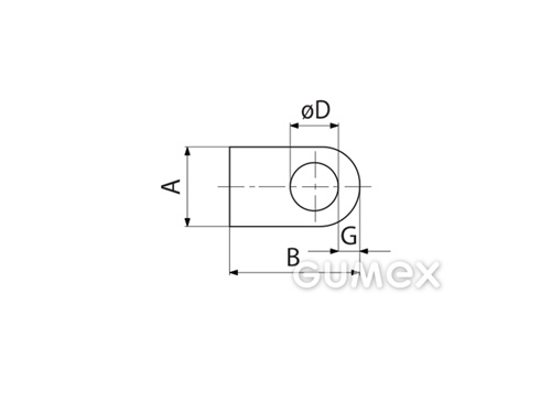 Kompaktes Silikonprofil, D-Form mit Hohlkammer - 0111, 