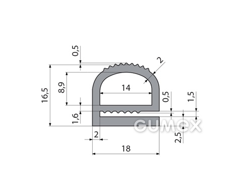 Kompaktes Silikonprofil, e-Form mit Hohlkammer - 0181