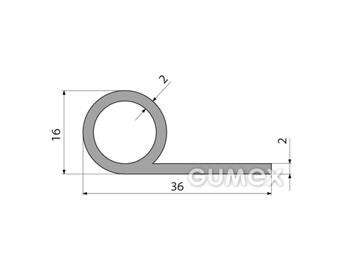 Kompaktes Silikonprofil, P-Form mit Hohlkammer - 0127