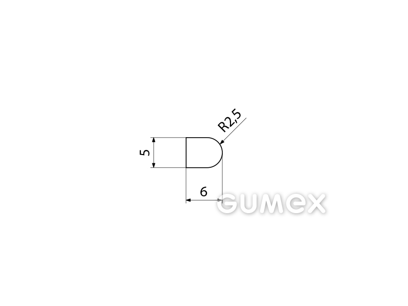 Kompaktes Silikonprofil, D-Form - 0106