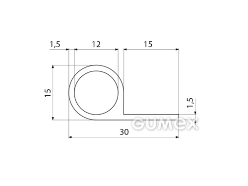 Kompaktes Silikonprofil, P-Form mit Hohlkammer - 0127