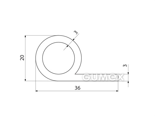 Kompaktes Silikonprofil, P-Form mit Hohlkammer - 0127