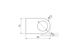 Kompaktes Silikonprofil, D-Form mit Hohlkammer - 0111