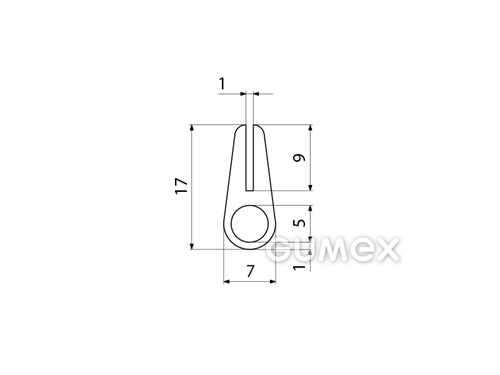 Kompaktes Silikonprofil, U-Form mit Hohlkammer - 0172