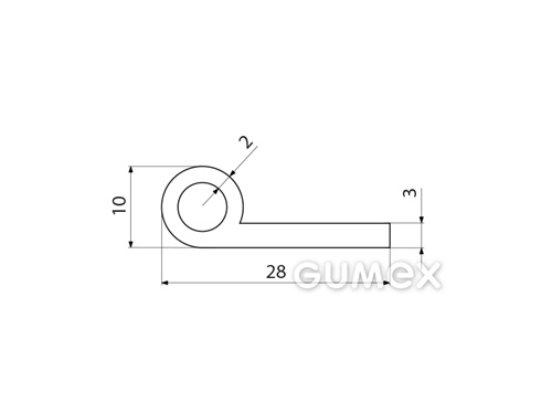 Kompaktes Silikonprofil, P-Form mit Hohlkammer - 0127