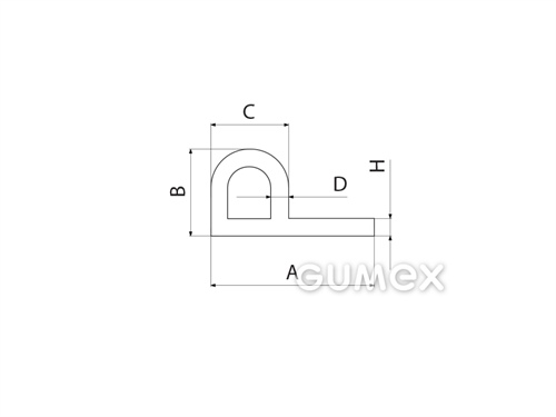 Kompaktes Silikonprofil, P-Form mit Hohlkammer - 0191