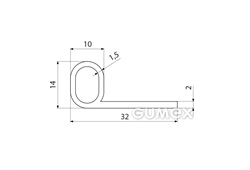 Kompaktes Silikonprofil, P-Form mit Hohlkammer - 0206