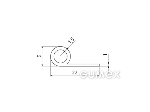 Kompaktes Silikonprofil, P-Form mit Hohlkammer - 0127