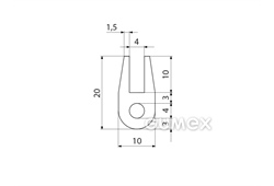 Kompaktes Silikonprofil, U-Form mit Hohlkammer - 0188