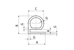 Kompaktes Silikonprofil, e-Form mit Hohlkammer - 0130