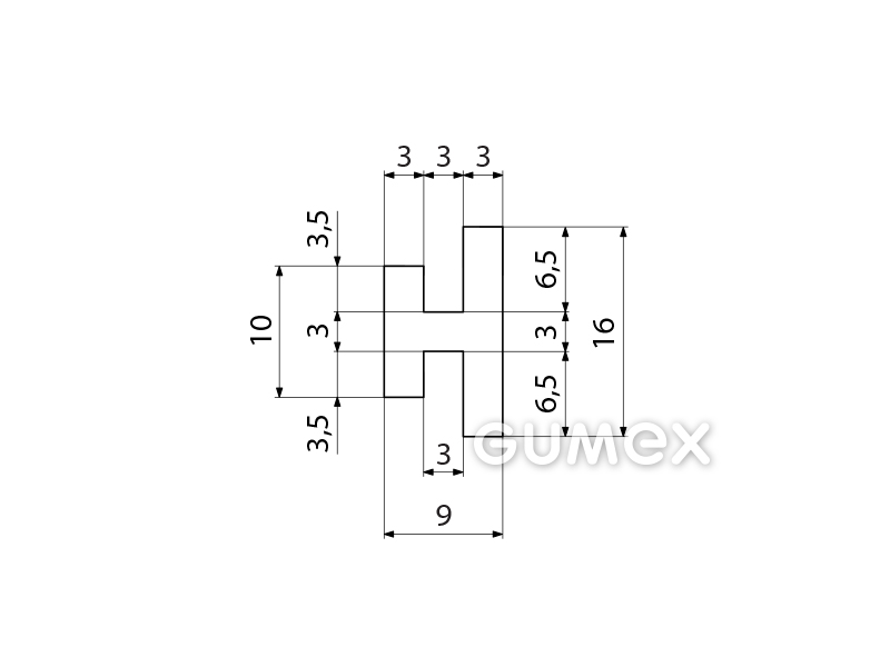 Kompaktes Silikonprofil, H-Form - 0155, 