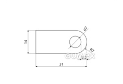 Kompaktes Silikonprofil, D-Form mit Hohlkammer - 0111