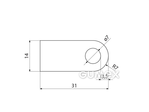 Kompaktes Silikonprofil, D-Form mit Hohlkammer - 0111