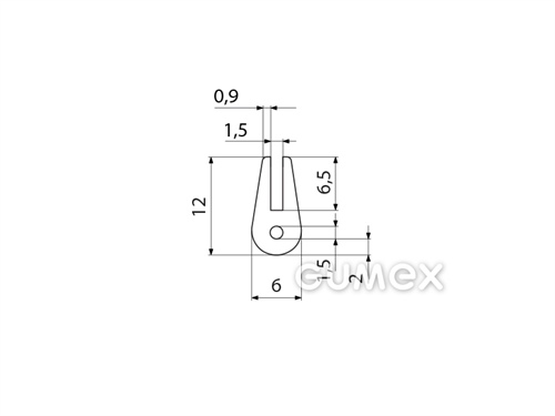 Kompaktes Silikonprofil, U-Form mit Hohlkammer - 0172