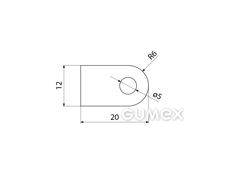 Kompaktes Silikonprofil, D-Form mit Hohlkammer - 0111, 