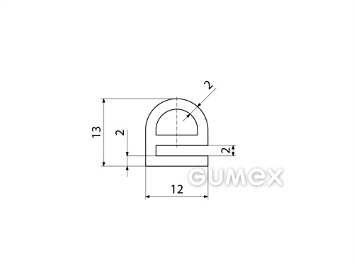 Kompaktes Silikonprofil, e-Form mit Hohlkammer - 0129