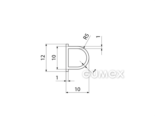 Kompaktes Silikonprofil, D-Form mit Hohlkammer - 0140