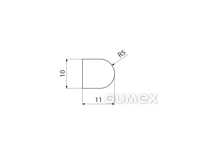 Kompaktes Silikonprofil, D-Form - 0106
