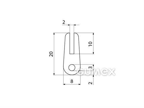 Kompaktes Silikonprofil, U-Form mit Hohlkammer - 0172