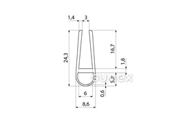 Kompaktes Silikonprofil, U-Form mit Hohlkammer - 0188