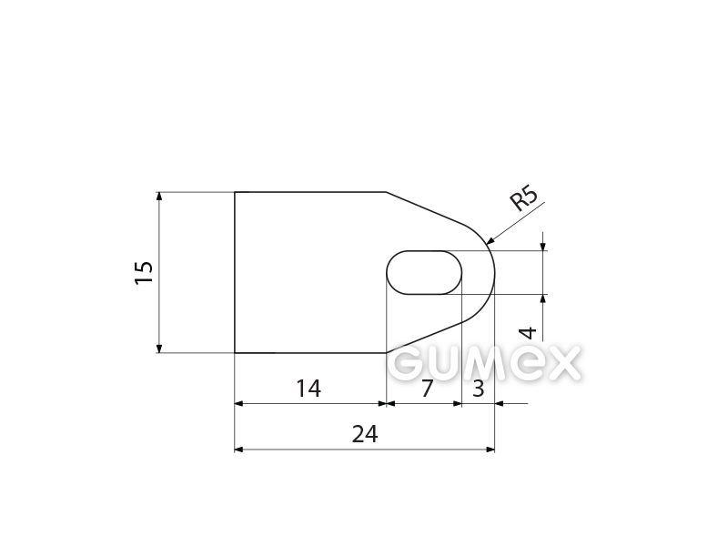 Kompaktes Silikonprofil, D-Form mit Hohlkammer - 0159
