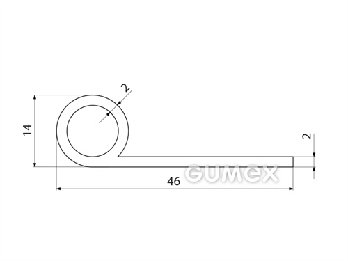 Kompaktes Silikonprofil, P-Form mit Hohlkammer - 0127