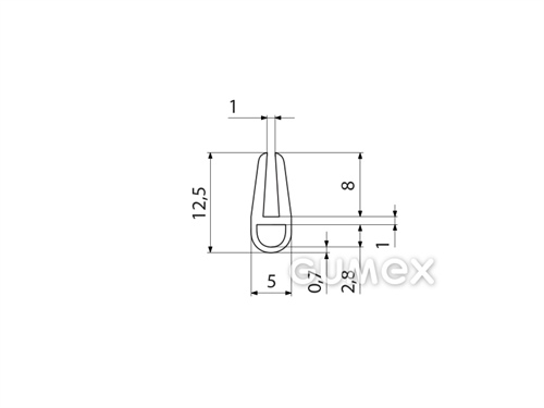 Kompaktes Silikonprofil, U-Form mit Hohlkammer - 0188