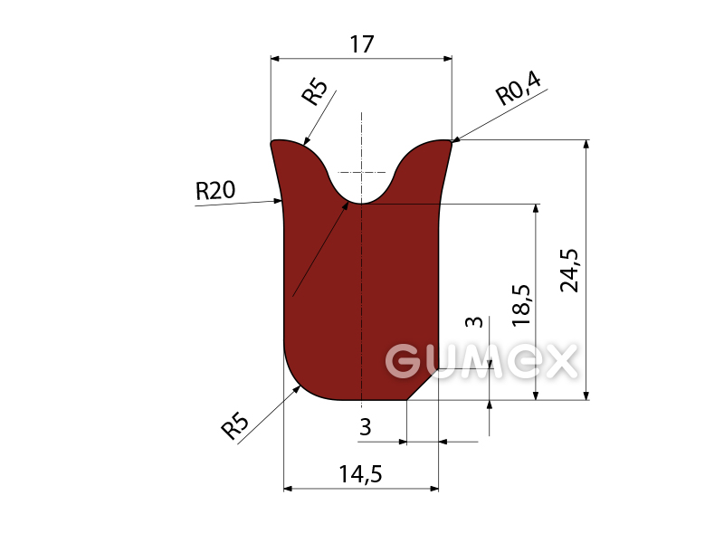 Kompaktes Silikonprofil, V-Form - 0503, 
