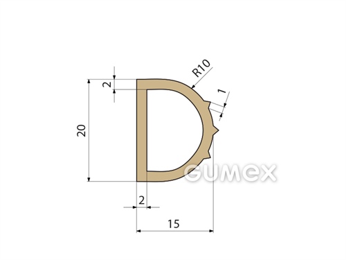 Kompaktes Silikonprofil, D-Form mit Hohlkammer - 0167