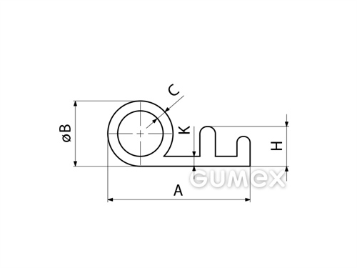 Kompaktes Silikonprofil, P-Form mit Hohlkammer - 0137