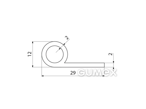 Kompaktes Silikonprofil, P-Form mit Hohlkammer - 0127