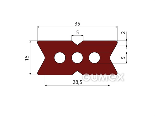 Kompaktes Silikonprofil, mit Formgebung, Hohlkammern - 0123