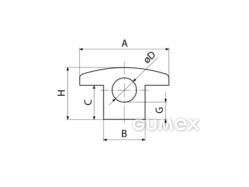 Kompaktes Silikonprofil, T-Form mit Hohlkammer - 0215