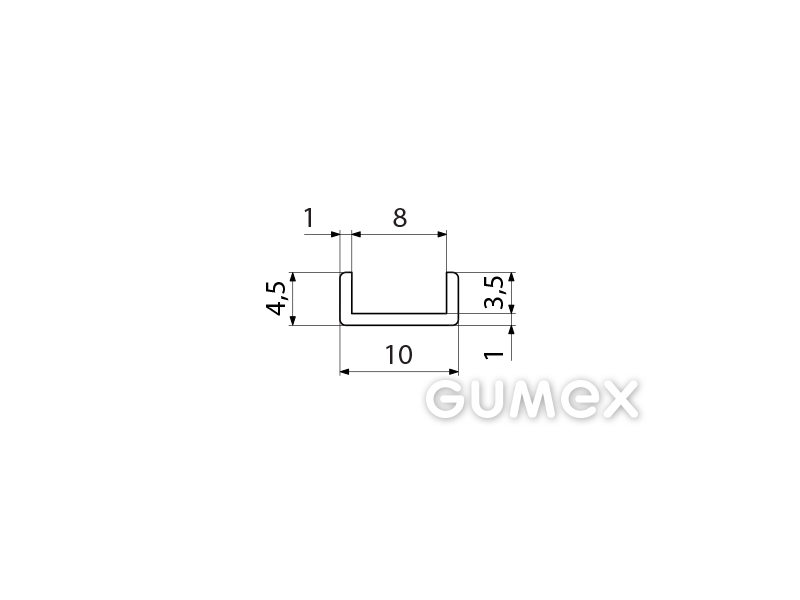 Kompaktes Silikonprofil, U-Form - 0517