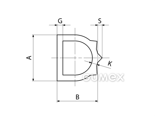 Kompaktes Silikonprofil, D-Form mit Hohlkammer - 0167
