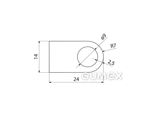 Kompaktes Silikonprofil, D-Form mit Hohlkammer - 0111