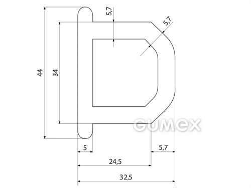 Kompaktes Silikonprofil, D-Form mit Hohlkammer - 0140