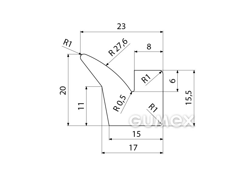 Kompaktes Silikonprofil, V-Form - 0506