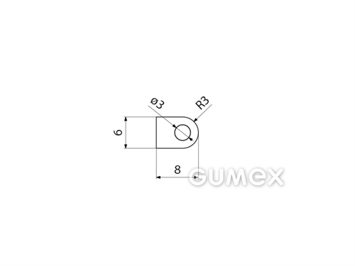 Kompaktes Silikonprofil, D-Form mit Hohlkammer - 0111, 