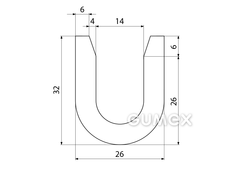 Kompaktes Silikonprofil, U-Form - 0104