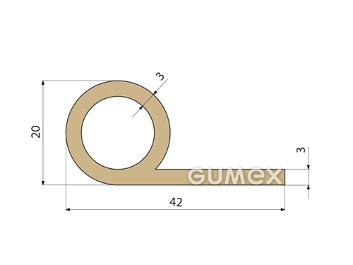 Kompaktes Silikonprofil, P-Form mit Hohlkammer - 0127